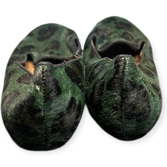 BIBI LOU for Anthropologie Women’s Green Leopard Print Haircalf Smoking Loafer F - Picture 2 of 6